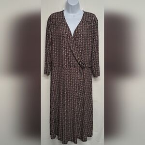 George Stretch XL Dress Slinky Stretch Knit Criss Cross Plunge V Neck Flowy